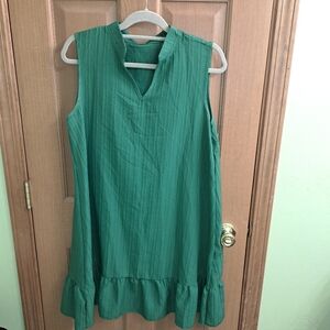 SHEIN Green Sleeveless Ribbed Dress
